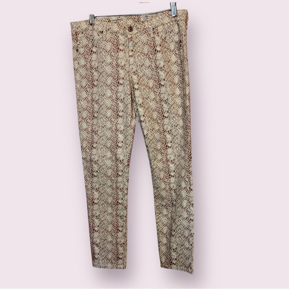 Adriano Goldschmied Leopard Print Prima Ankle Jeans Cream Size 30